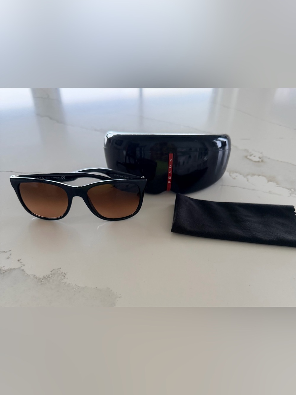 Prada Black Sunglasses with Brown Gradient Lenses
